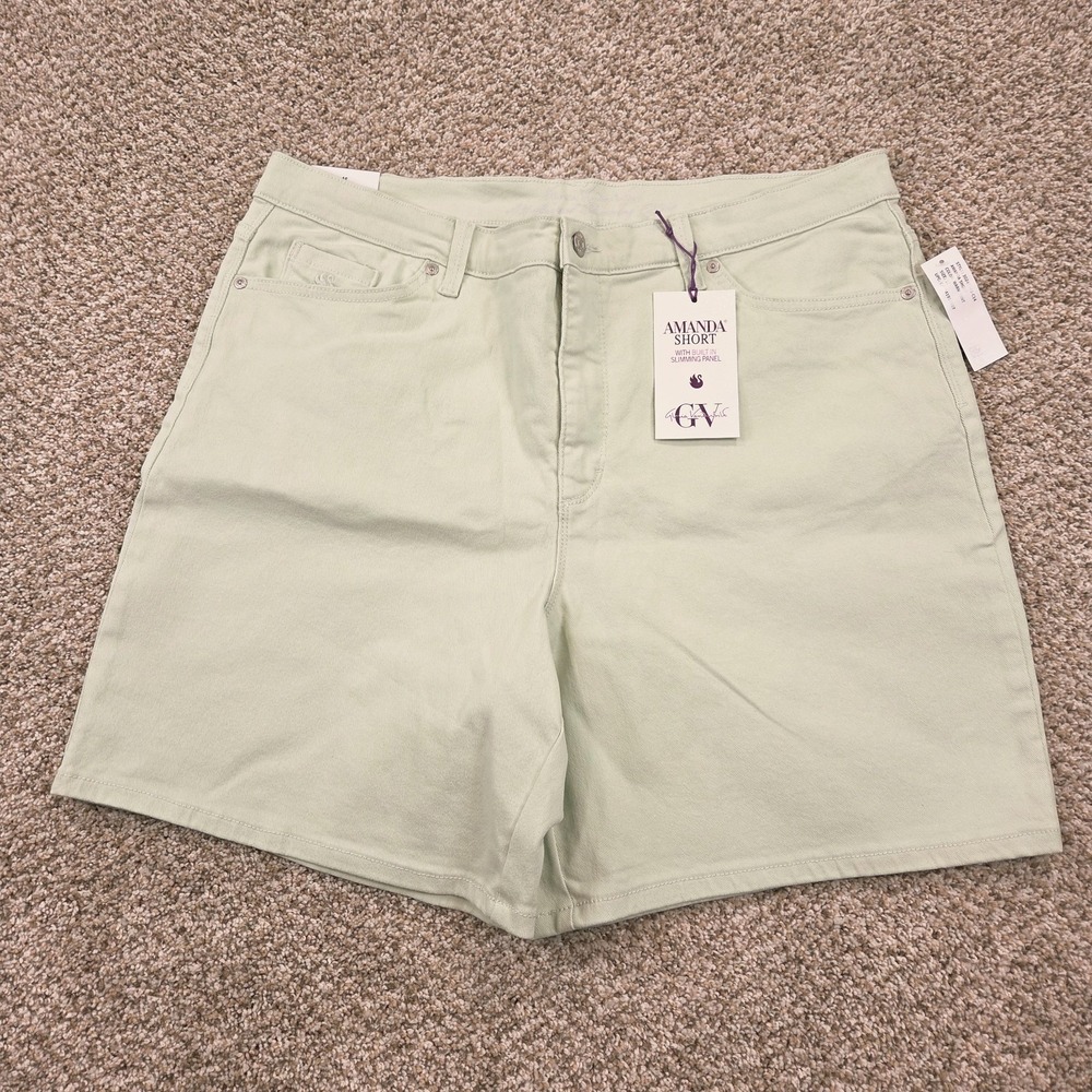 NEW Gloria Vanderbilt Amanda SHORTS Size 16 All Around Slimming Effect Warm Mint